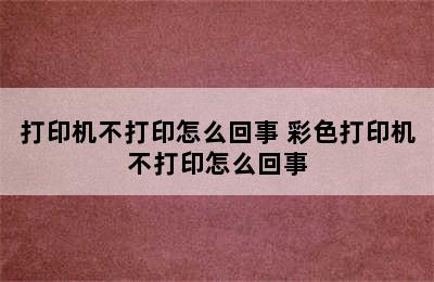 打印机不打印怎么回事 彩色打印机不打印怎么回事